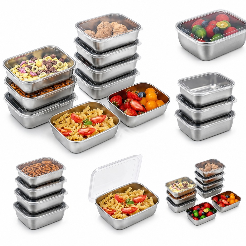 6PCS Stainless Steel Food Stor - Kitchen Gadgets Organizer 评论和价格