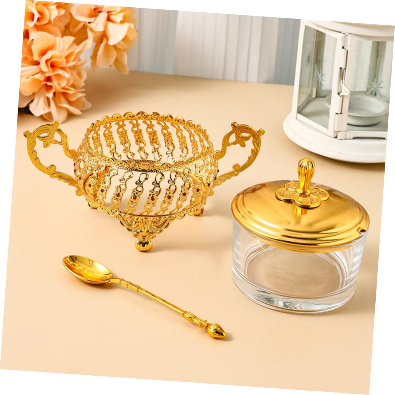 Sugar Bowl with Lid and Spoon  - Kitchen Gadgets Gold 评论和价格