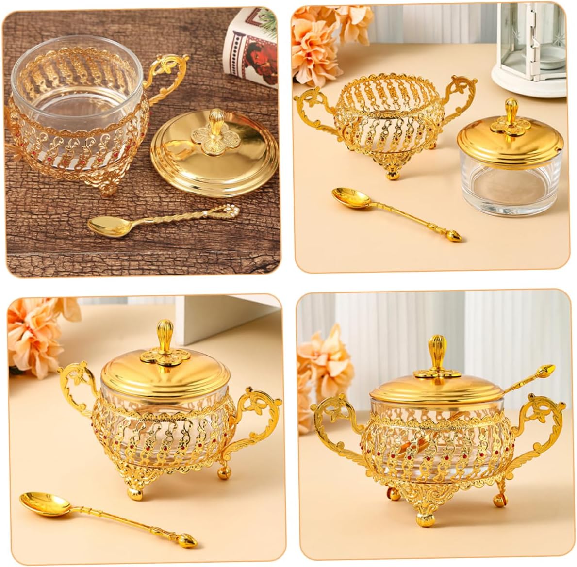 Sugar Bowl with Lid and Spoon  - Kitchen Gadgets Gold 评论和价格